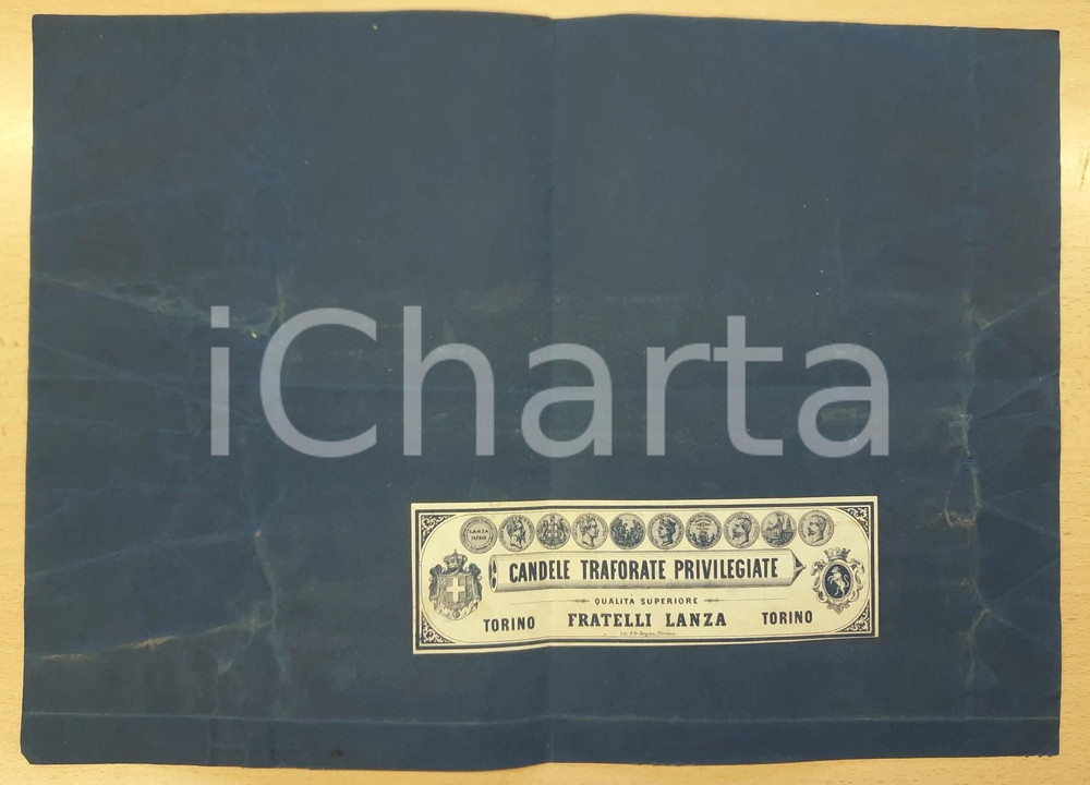 Materiale pubblicitario d’epoca 1900 ca TORINO Fratelli LANZA Candele traforate privilegiate CARTA PUBBLICITARIA 1