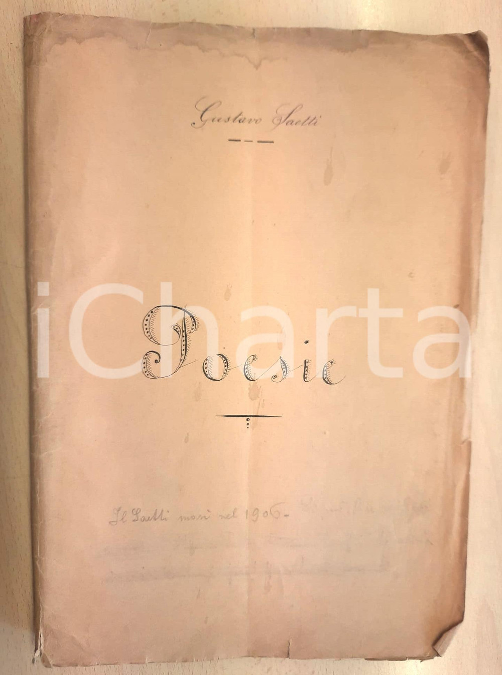 Manoscritto, lettera originale 1900 ca Gustavo SAETTI Poesie  Raccolta INEDITA AUTOGRAFA 140 pp. 1
