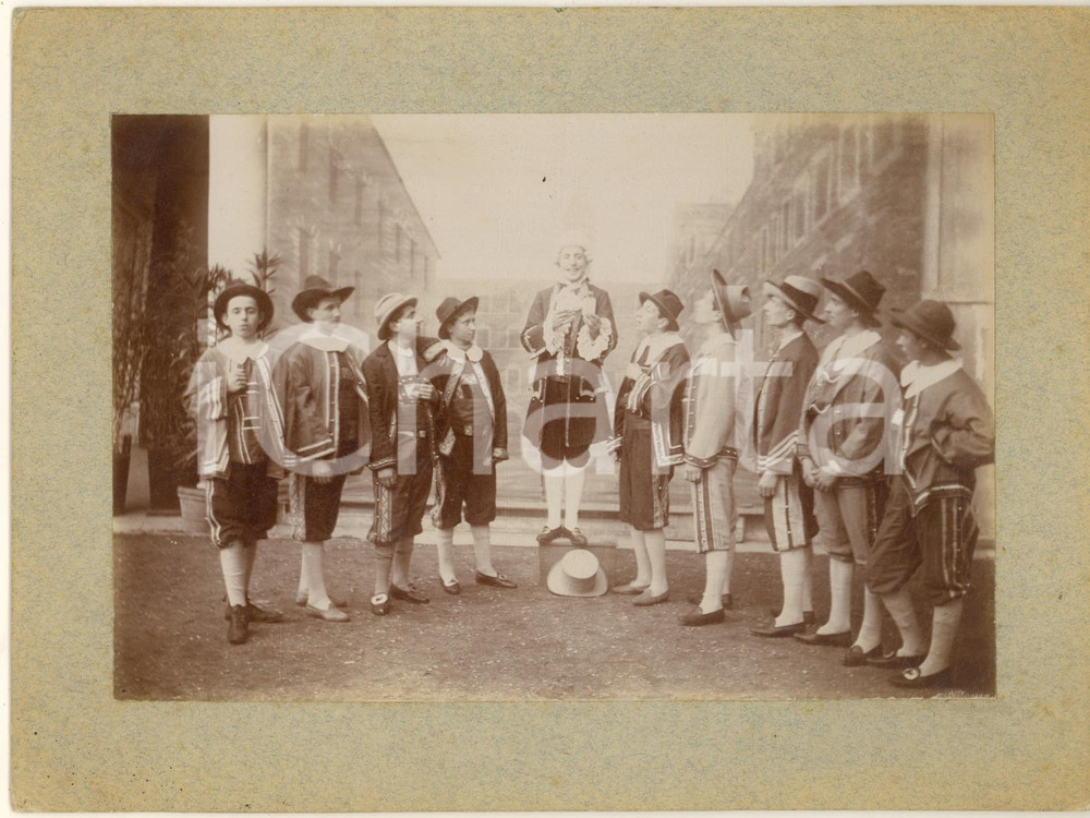 Fotografia d epoca originale 1910 ca TEATRO ITALIA Compagnia amatoriale in scena Fotografia 21x16 cm 1 1