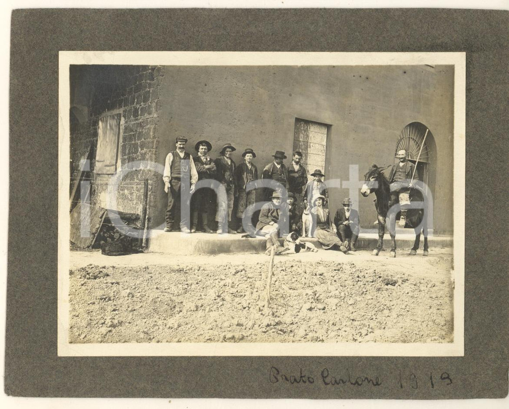 Fotografia d epoca originale 1913 ROMA MAGLIANA / PRATO CARBONE Gruppo di cacciatori  Foto 15x11 cm 1