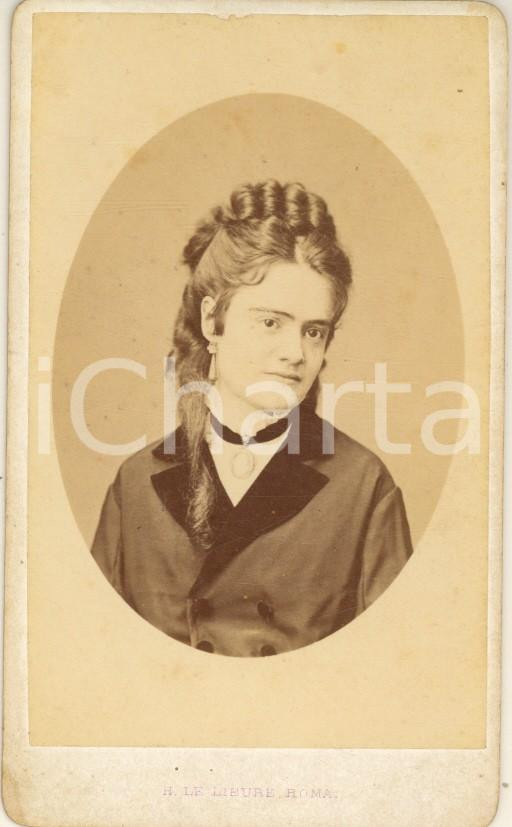 Fotografia d epoca originale 1872 ROMA Ritratto di giovane donna  Foto H. LE LIEURE CDV 1