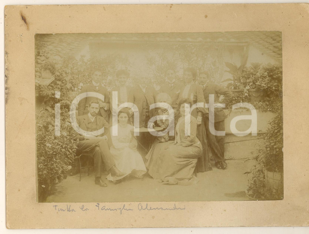 Fotografia d epoca originale 1910 ca Area di ROMA  Famiglia conti ALESSANDRI in terrazza Foto 21x16 cm 1
