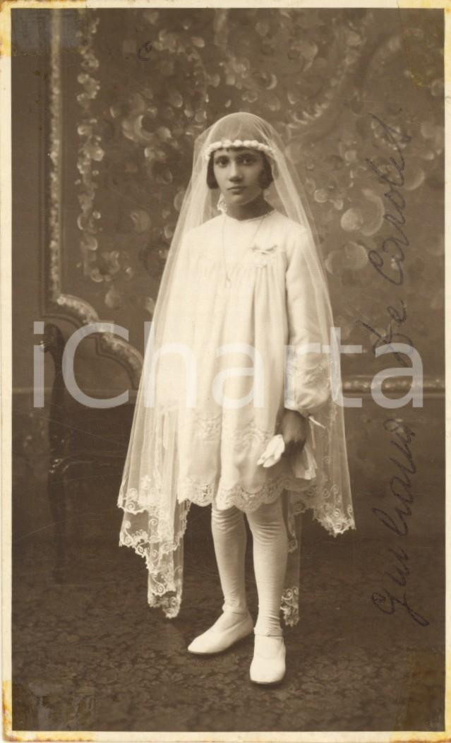 Fotografia d epoca originale 1931 MILANO Giuliana DE CAROLIS  Prima Comunione Foto cartolina COZZA FP 1