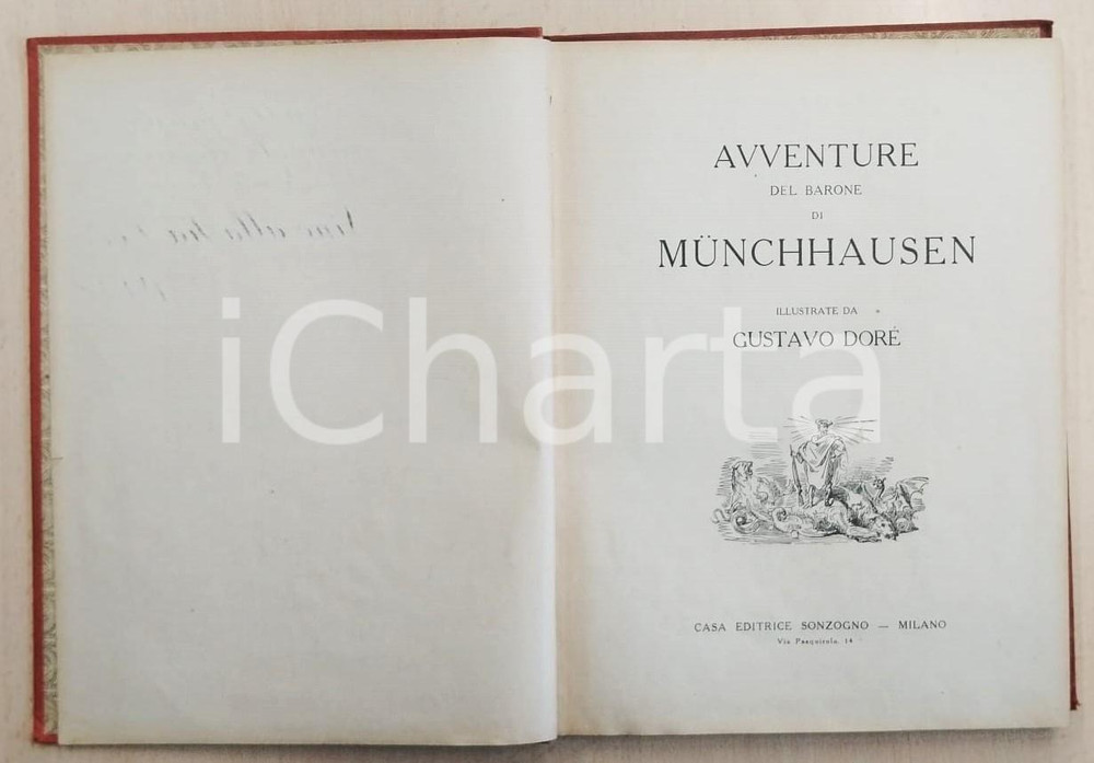Libro, pubblicazione d epoca 1894 Rudolf Erich RASPE Gustav DORÉ Avventure del Barone di Munchhausen SONZOGNO 1