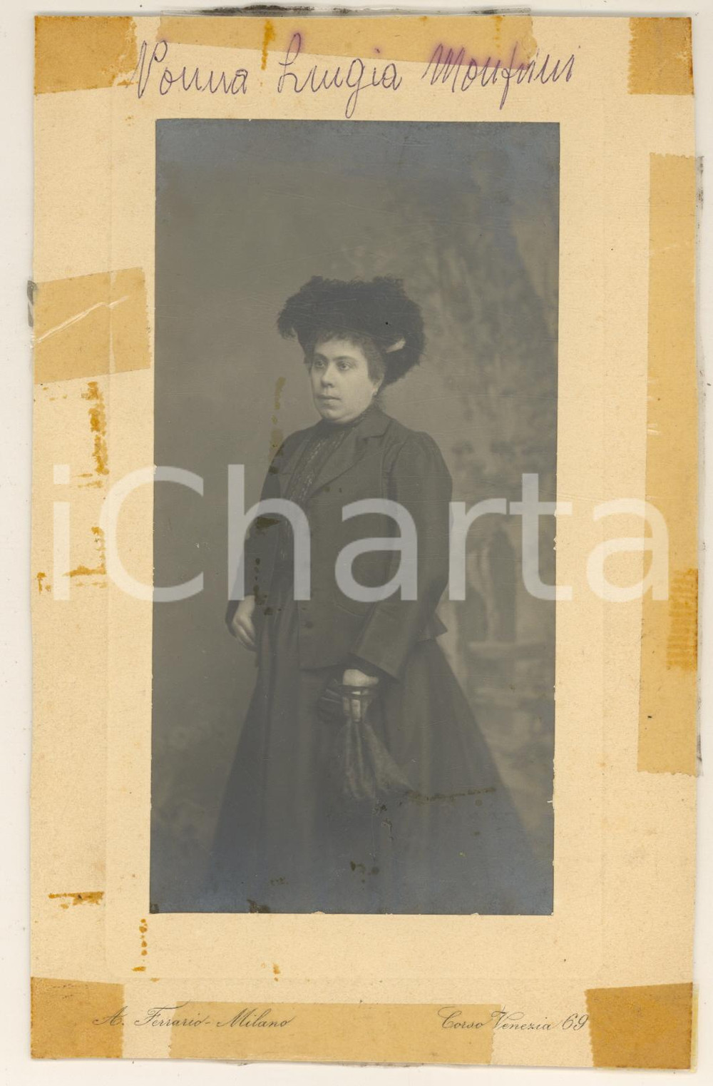 Fotografia d epoca originale 1915 ca MILANO Luigia NOSOTTI MONFRINI in abito scuro  Ritratto Foto 13x20 cm 1