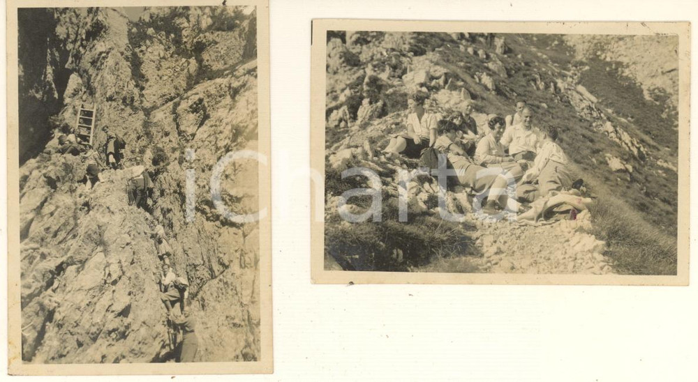 Fotografia d epoca originale 1927 GRIGNE  CRESTA CERMENATI Escursionisti in salita Lotto 2 foto 8x5 cm 1