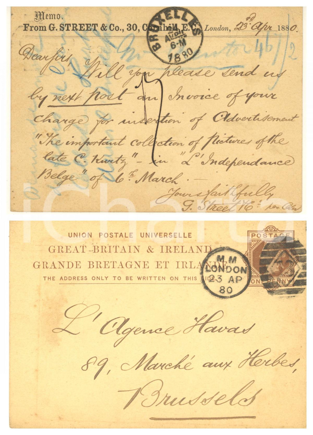 Cartolina originale da collezione 1880 LONDON  G. STREET & Co. 30 Cornhill Postcard Great Britain & Ireland 1