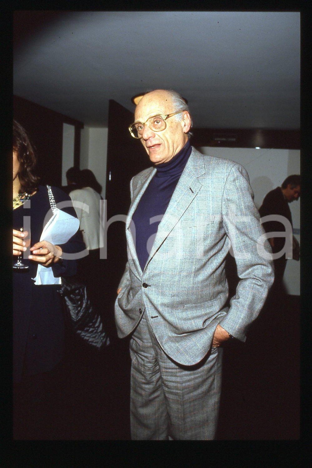 Fotografia d epoca originale 35mm vintage slide 1988 CULTURE Actor and writter Arthur MILLER 2 1
