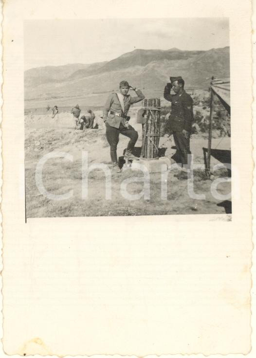 Fotografia d epoca originale 1941 AOI ETIOPIA ? Ufficiali italiani con fascio littorio Foto 6x9 cm 1