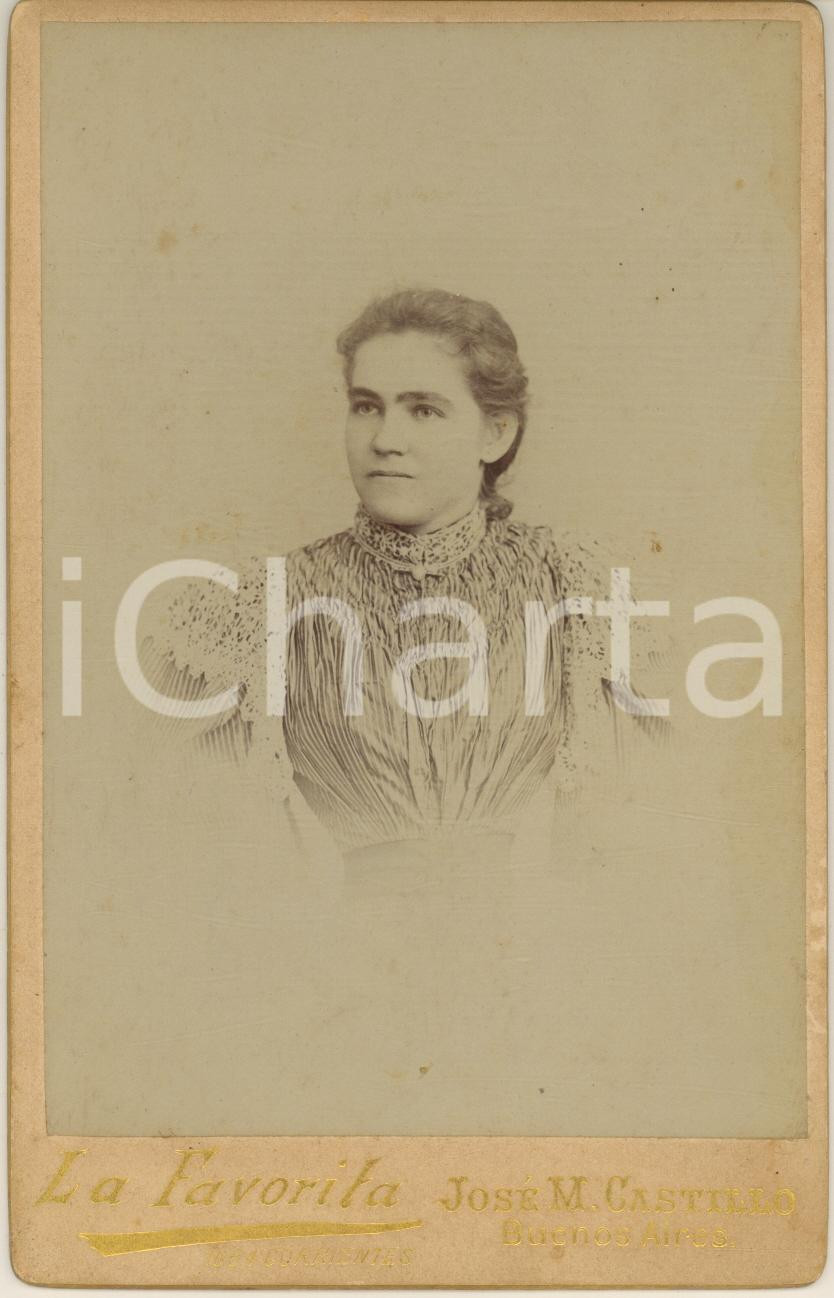 Fotografia d epoca originale 1900 ca BUENOS AIRES Giovane donna  Ritratto  Foto José M. CASTILLO 11x16 cm 1