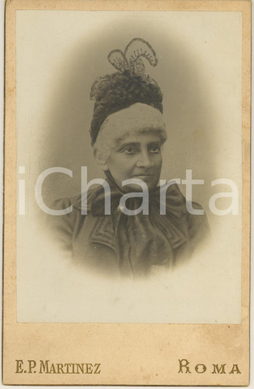 Fotografia d epoca originale 1890 ca ROMA Anziana donna con cappellino  Foto Ernesto PREITE MARTINEZ 1