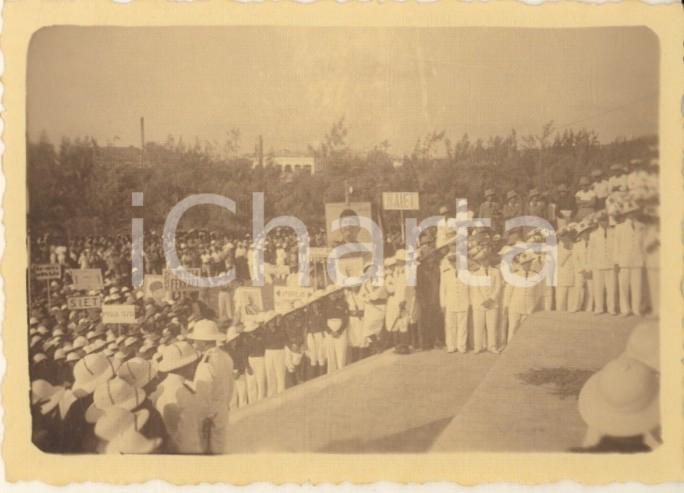 Fotografia d epoca originale 1935 AOI SOMALIA MOGADISCIO Discorso Rodolfo GRAZIANI governatore Foto 9x6 cm 1