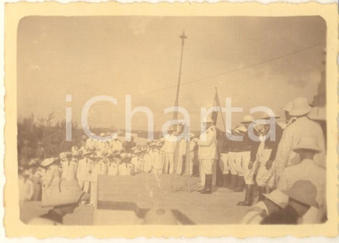 Fotografia d epoca originale 1935 AOI SOMALIA MOGADISCIO Discorso Rodolfo GRAZIANI governatore  Foto 9x6 cm 1