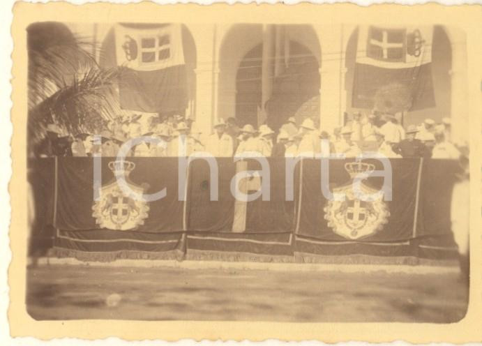 Fotografia d epoca originale 1935 AOI MOGADISCIO Parata  Rodolfo GRAZIANI Mons. Venanzio FILIPPINI Foto 9x6 1