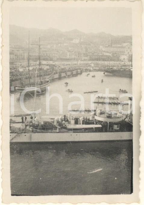 Fotografia d epoca originale 1935 Porto di MESSINA  Veduta dal Vulcania in partenza per l AOI Foto 6x9 1