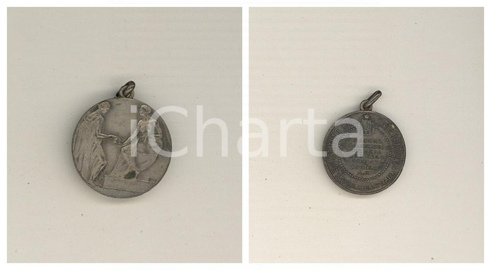Materiale pubblicitario d’epoca 1932 INA Istituto Nazionale Assicurazioni  1° Raduno MACERATA Medaglia 2,5 cm 1