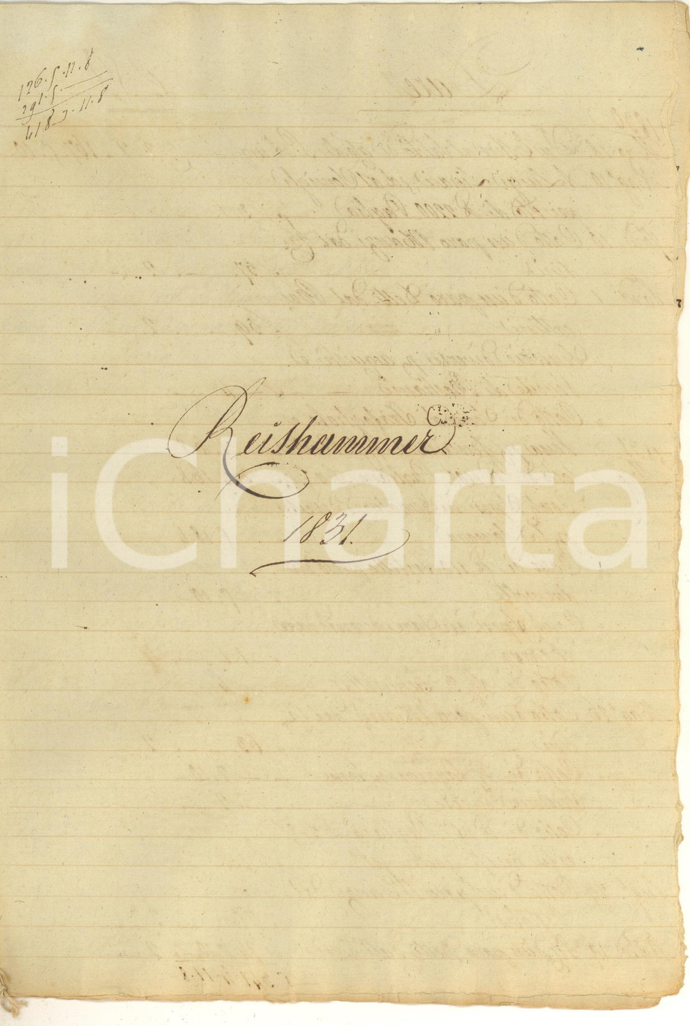 Documento originale, autentico 1831 FIRENZE Famiglia REISHAMMER  Conti proprietà rurale e vendita bestiame 1