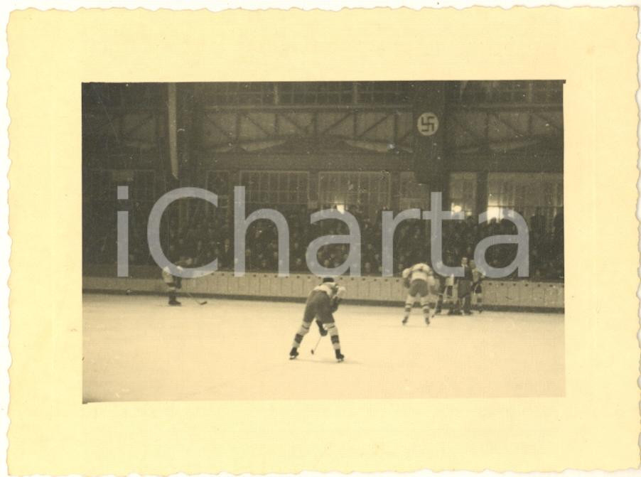 Fotografia d epoca originale 1940 MILANO Palazzo del Ghiaccio  Gara internazionale hockey su ghiaccio Foto 1