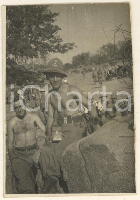 Fotografia d epoca originale Febbraio 1936 AOI ERITREA  Fiume OBEL  Soldati in fila per l acqua Foto 6x8 1