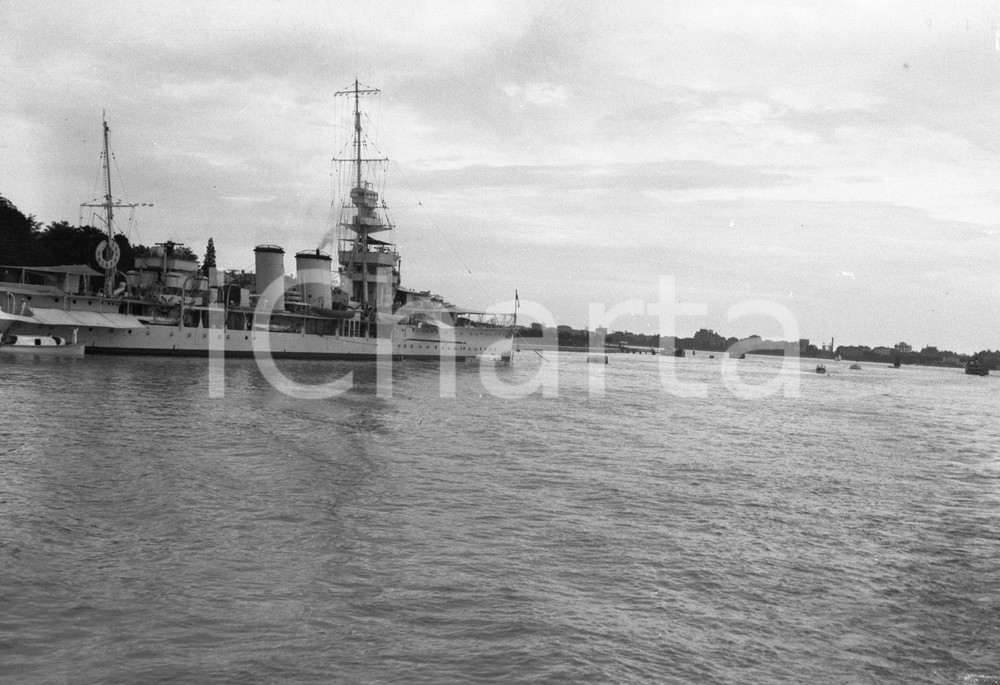 Fotografia d epoca originale 1927 VENEZIA Incrociatore leggero britannico HMS Capetown NEGATIVO ORIGINALE 1