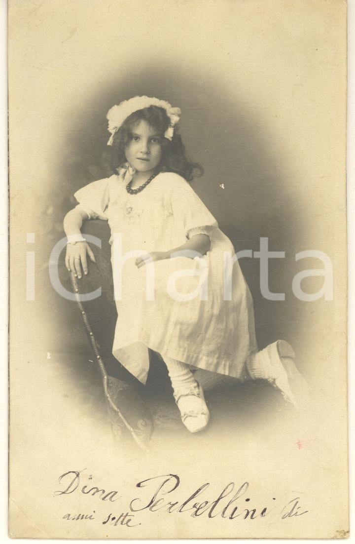 Fotografia d epoca originale VERONA Dina PERBELLINI a 7 anni  Ritratto Foto cartolina 1