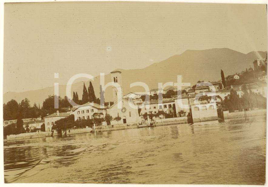 Fotografia d epoca originale 1910 ca LAGO DI COMO  BELLAGIO  Veduta del lungolago  Foto 11x8 cm 1