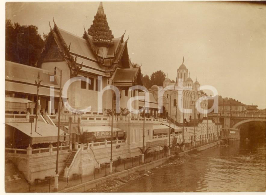 Fotografia d epoca originale 1911 EXPO TORINO Padiglioni Siam e Serbia  Birra Poretti Foto 11x9 cm 1