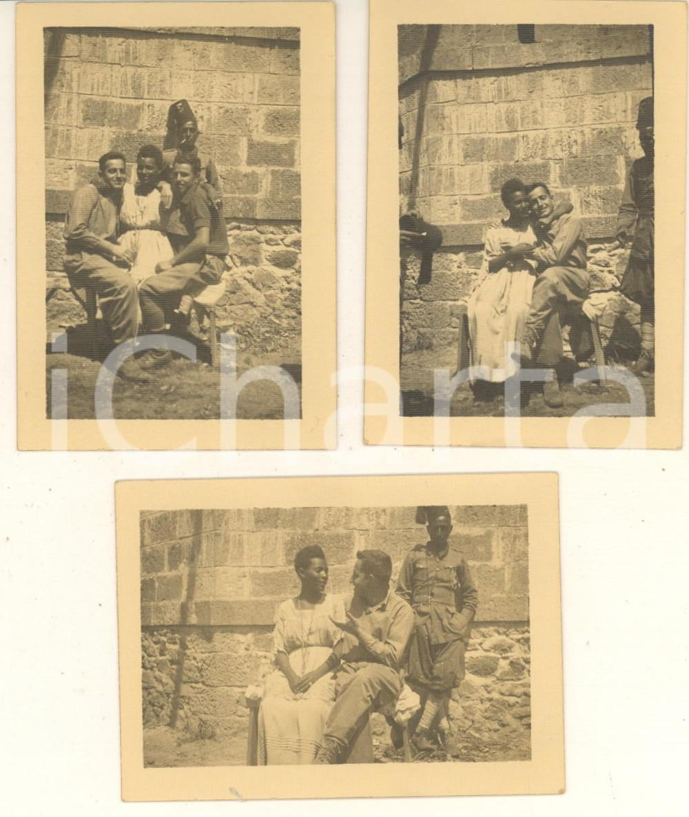Fotografia d epoca originale 1935 ca AOI ERITREA Soldati italiani con prostituta indigena  Lotto 3 foto 6x8 1