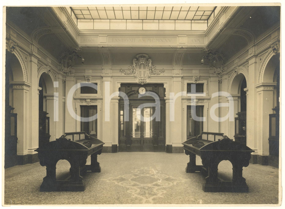 Fotografia d epoca originale 1925 ca ARCHITETTURA COMO Via Gallio  Nuovo Palazzo delle Poste  Salone Foto 1
