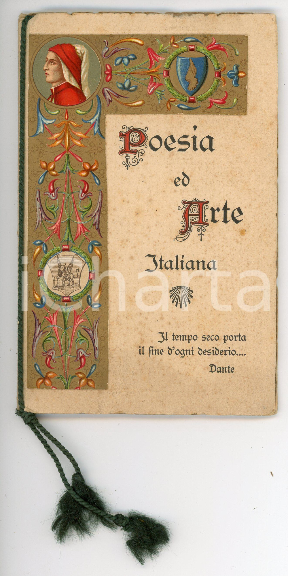 Oggetto da collezione cartaceo 1916 Dante ALIGHIERI Poesia ed arte italiana  Calendario tascabile 10x15 cm 1