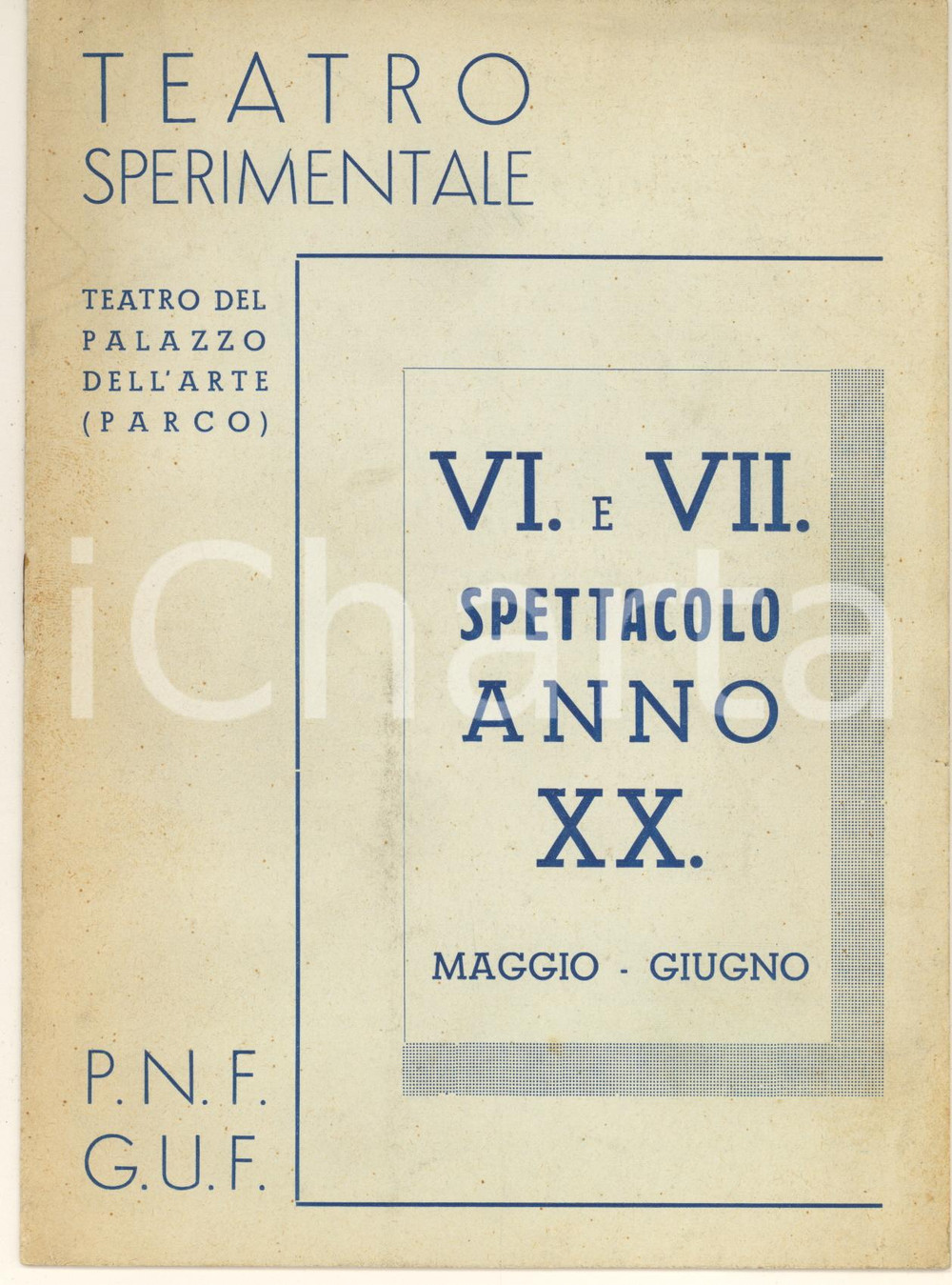 Materiale pubblicitario d’epoca 1942 MILANO TRIENNALE Palazzo dell Arte  Teatro Sperimentale Programma 1