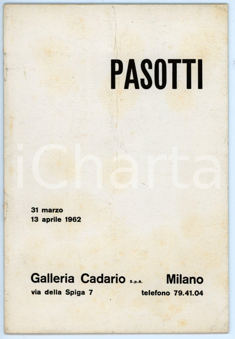Libro, pubblicazione d epoca 1962 MILANO Galleria CADARIO Mostra di Silvio PASOTTI Catalogo 1