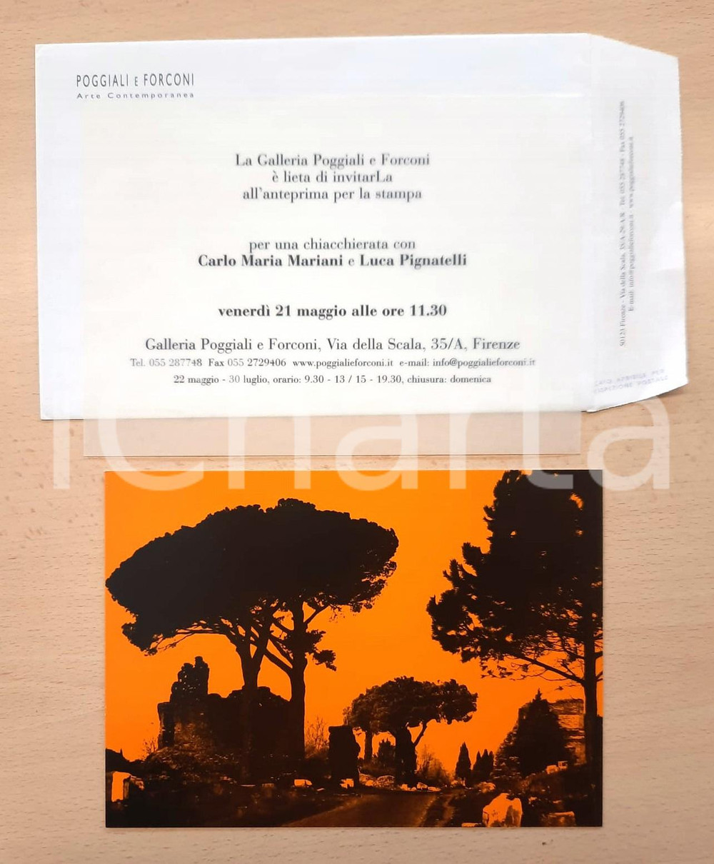 Materiale pubblicitario d’epoca 2004 ROMA Galleria POGGIALI E FORCONI  Mostra on the Appian Way   Invito 1