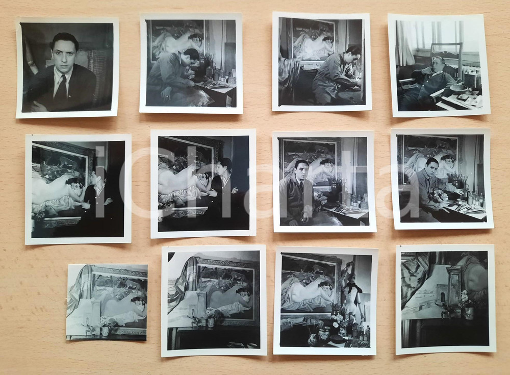 Fotografia d epoca originale 1940 ca Pittore Bernardino PALAZZI  Ritratti in studio Lotto 12 foto 6x6 cm 1