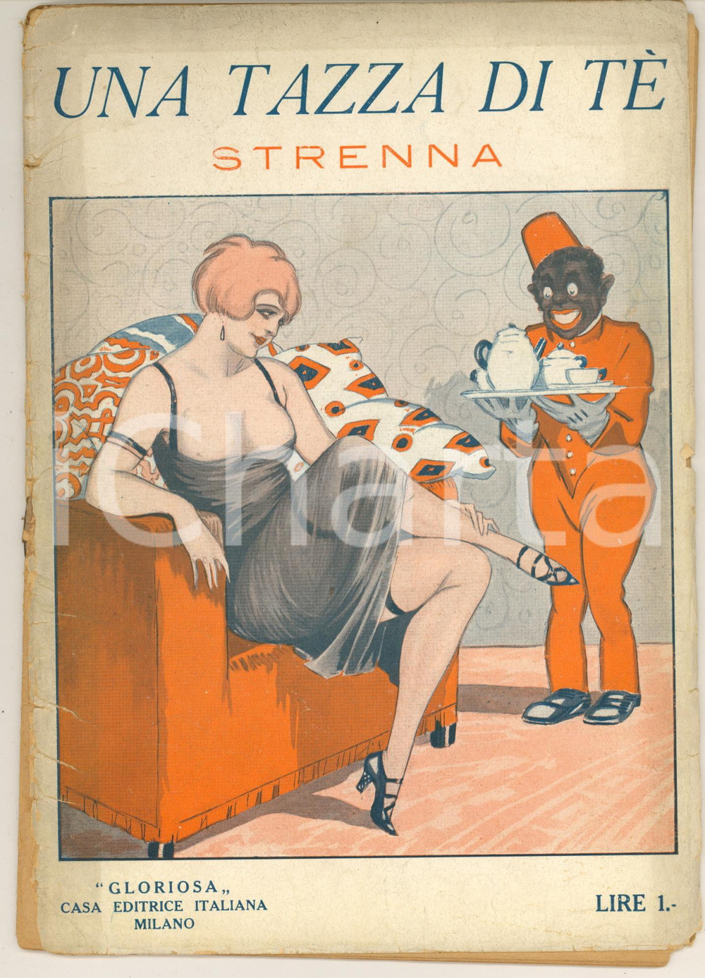 Giornale, rivista storica 1925 EROTICA VINTAGE  Una tazza di tè  Strenna  Rivista ILLUSTRATA DANNEGGIATA 1