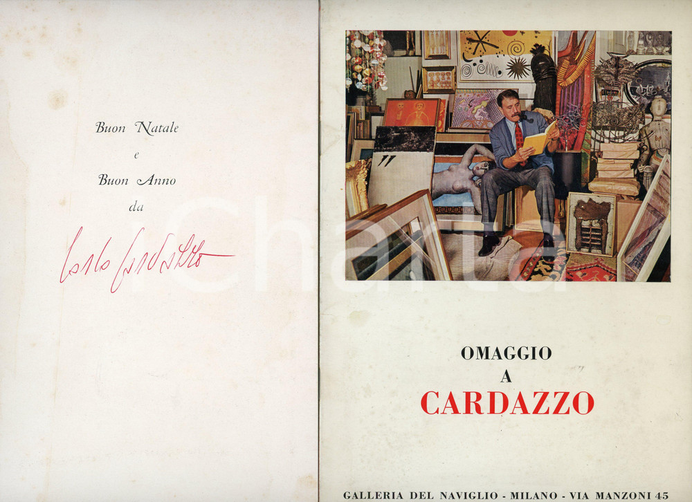 Autografo originale 1964 MILANO Galleria del Naviglio  Omaggio a Carlo CARDAZZO Catalogo AUTOGRAFO 1