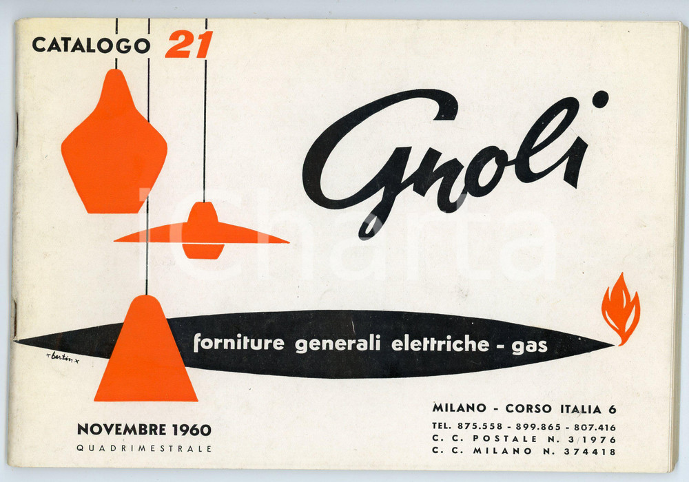 Materiale pubblicitario d’epoca 1960 MILANO Forniture elettriche e gas GNOLI Catalogo n. 21 ILLUSTRATO 1