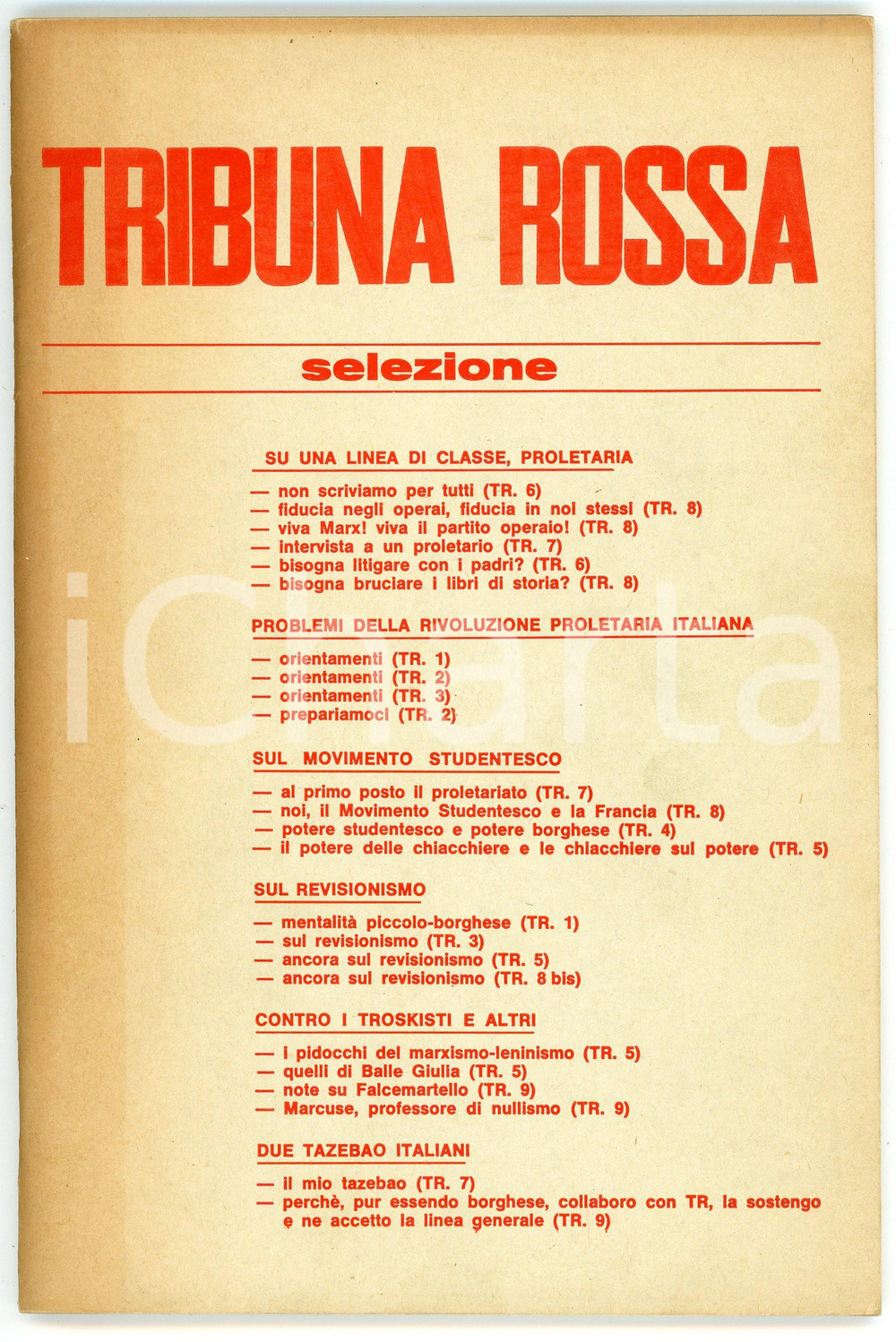 Giornale, rivista storica 1970 ca TRIBUNA ROSSA SELEZIONE n.1 Problemi classe proletaria italiana Rivista 1
