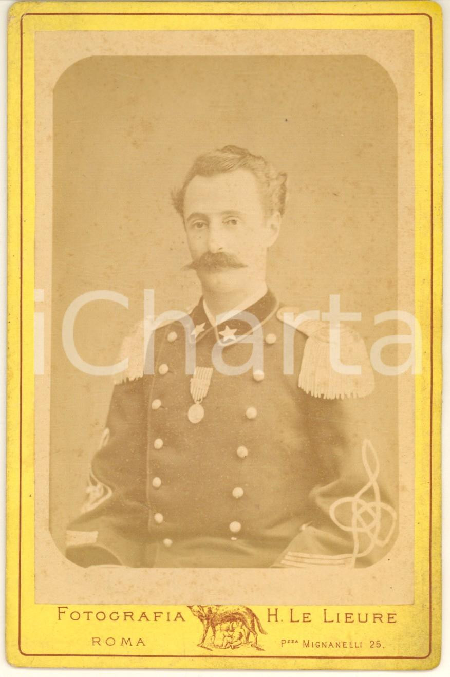 Fotografia d epoca originale 1880 ca REGIO ESERCITO ROMA Ufficiale fanteria con medaglia Foto LE LIEURE 1