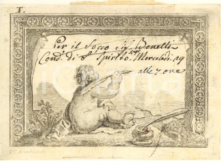 Oggetto da collezione cartaceo 1812 MILANO Contrada S. SPIRITO 5290  Invito uomo per ballo 1