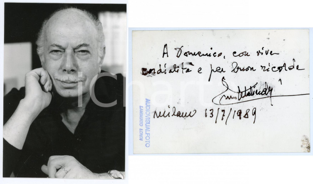 Autografo originale 1989 TEATRO Ernesto CALINDRI Foto con AUTOGRAFO 10x14 cm 1