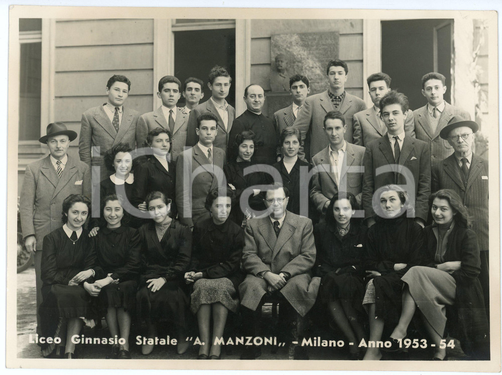 Fotografia d epoca originale 19531954 MILANO Liceo Ginnasio Statale A. MANZONI Foto di classe con firme 1