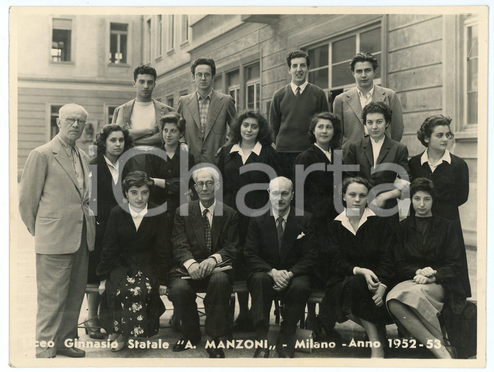 Fotografia d epoca originale 19521953 MILANO Liceo Ginnasio Statale A. MANZONI Foto di classe con firme 1