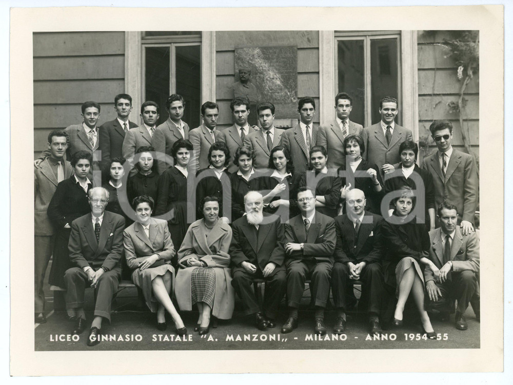 Fotografia d epoca originale 19541955 MILANO Liceo Ginnasio Statale A. MANZONI Foto di classe con firme 1