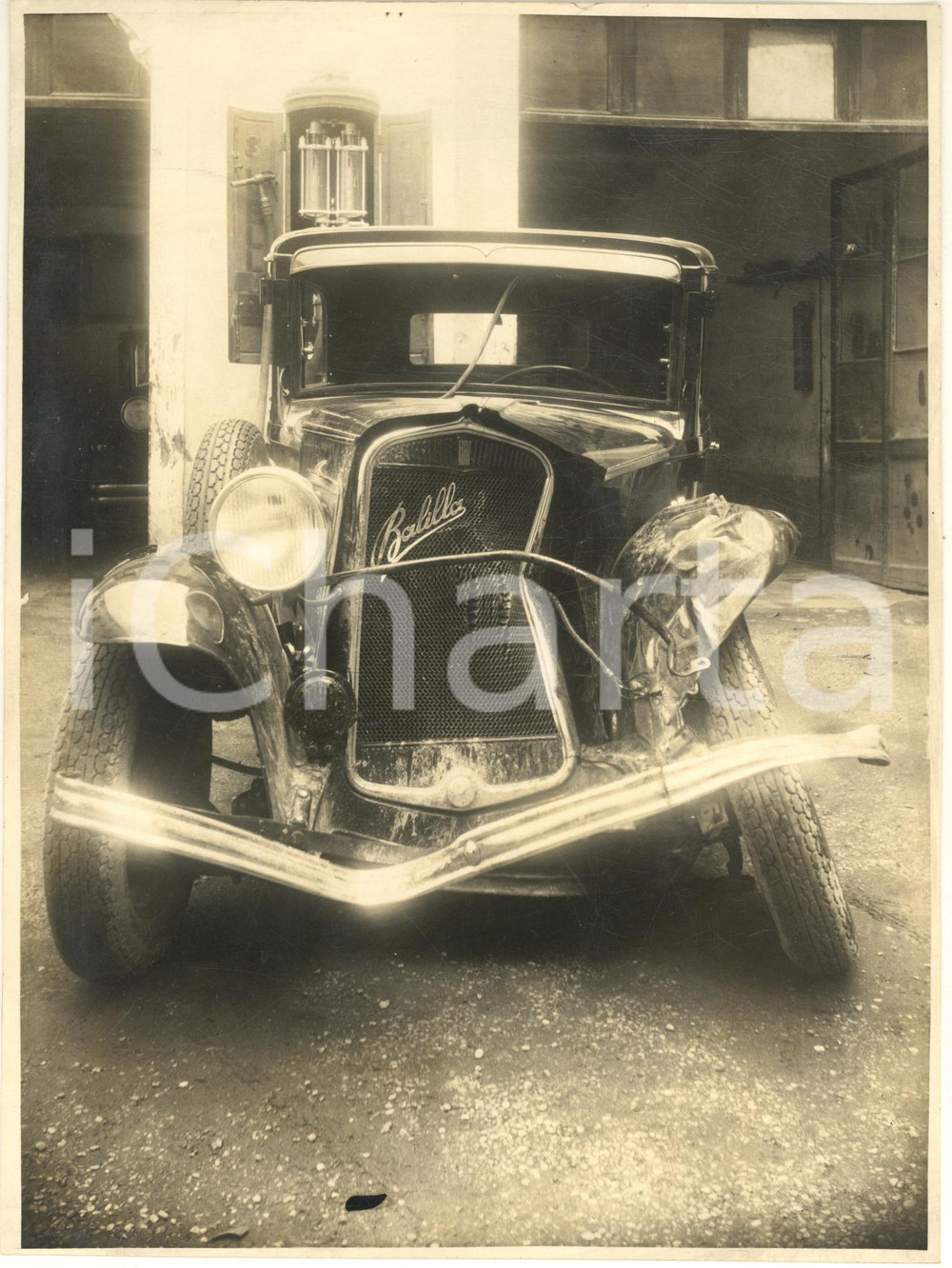 Fotografia d epoca originale 1935 ca AUTOMOBILISMO PADOVA  FIAT 508 Balilla incidentata Foto GISLON 18x24 1