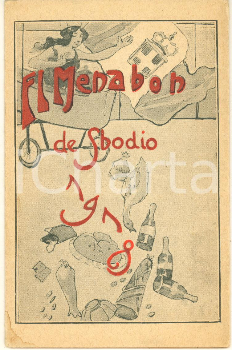 Oggetto da collezione cartaceo 1918 MILANO  El Menabon de Sbodio  Pieghevole DIALETTALE con calendario 1