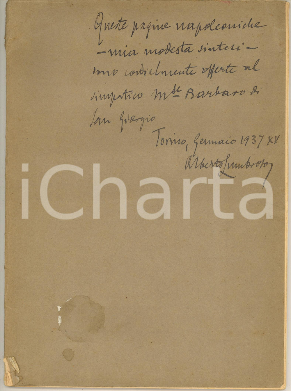 Libro, pubblicazione d epoca 1937 Grande Dizionario Enciclopedico  Napoleone AUTOGRAFO Alberto LUMBROSO 1