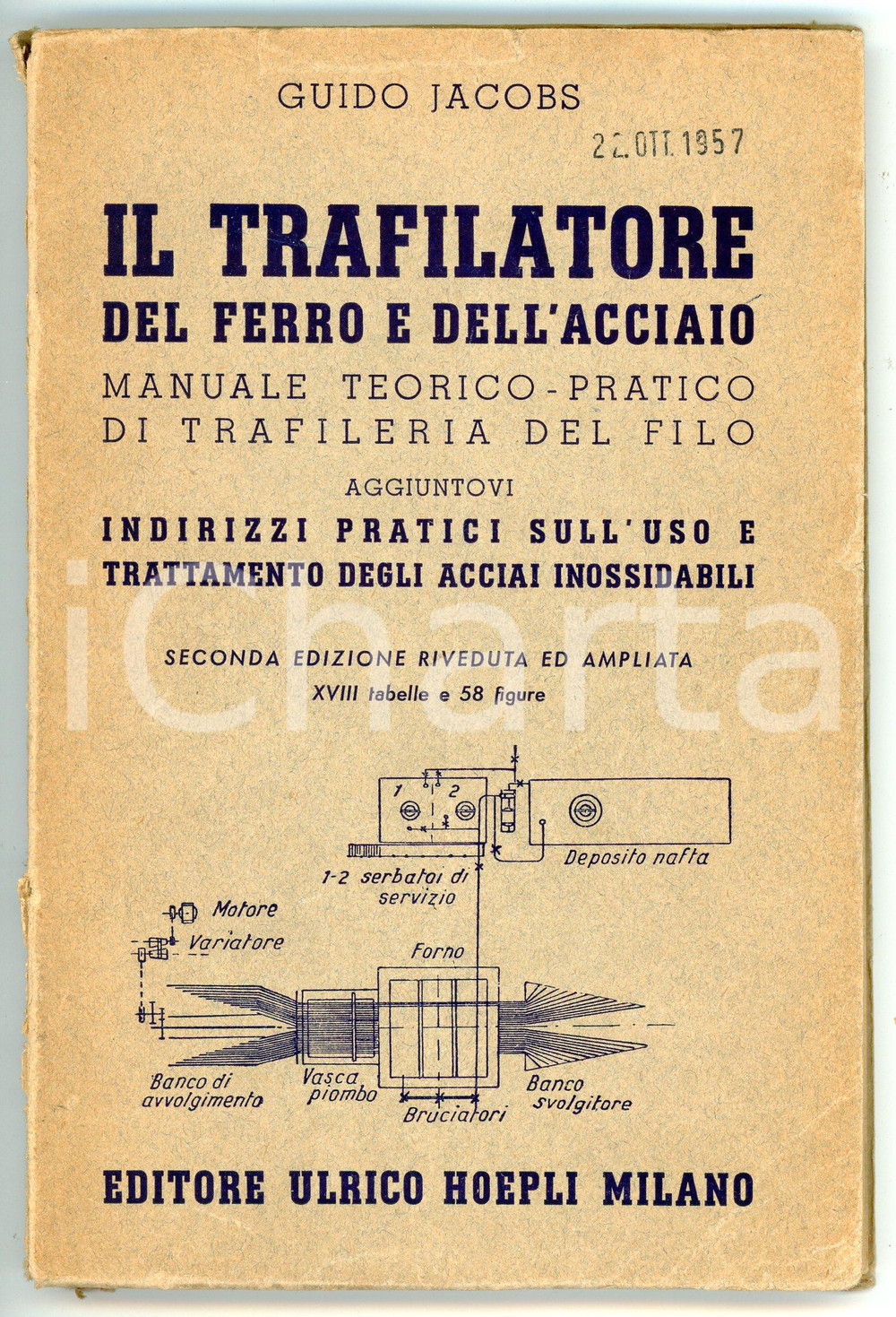 Libro, pubblicazione d epoca 1950 Guido JACOBS Trafilatore del ferro e dell acciaio HOEPLI Seconda edizione 1