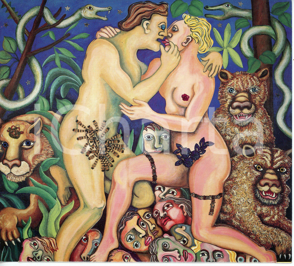Oggetto da collezione cartaceo 1991 MILANO Galleria Giò MARCONI Enrico BAJ Giardino delle delizie  Invito 1