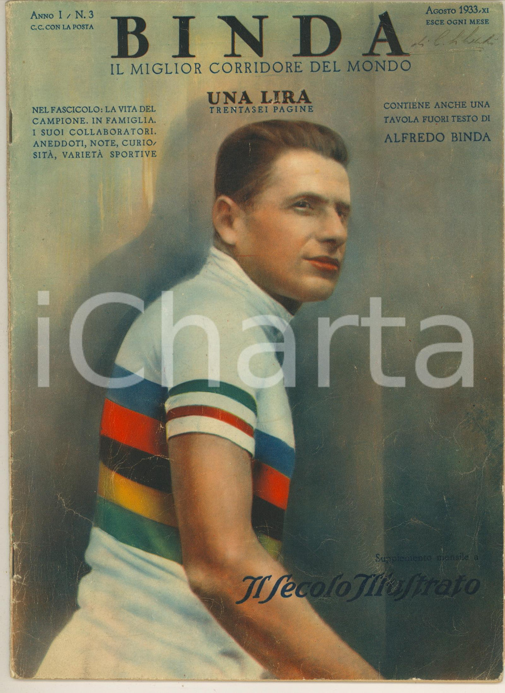 Giornale, rivista storica 1933 CICLISMO  BINDA il miglior corridore Rivista autografo Carlo SILVESTRI 1